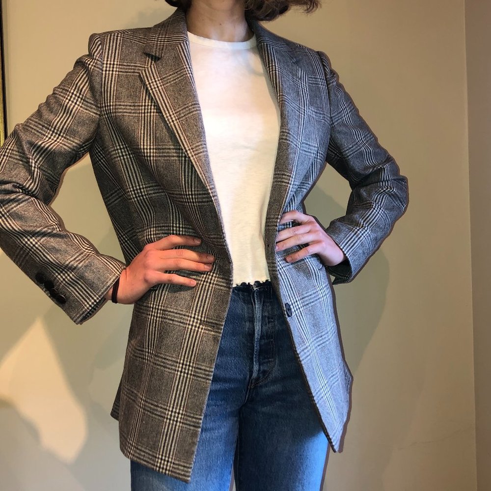 Mango Plaid wool blend Blazer